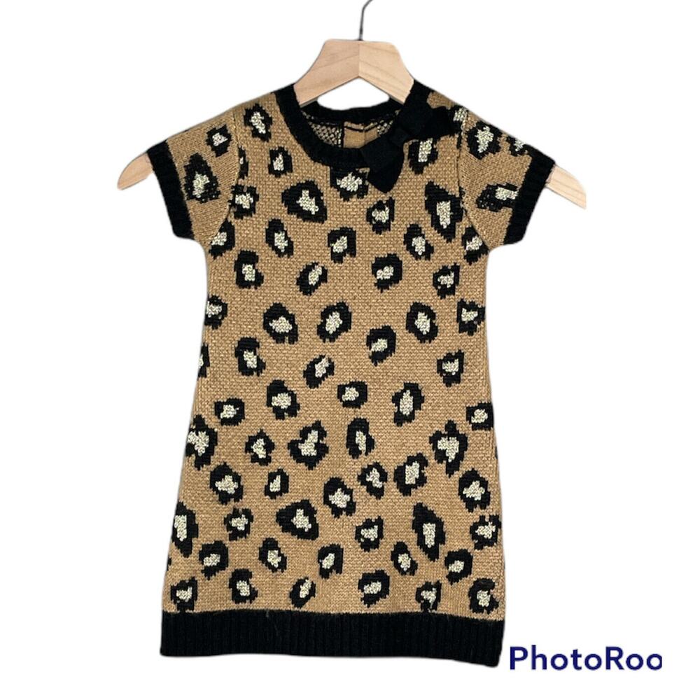 Girls 3T Gymboree RIGHT MEOW cheetah sweater DRESS black brown Metallic Gold